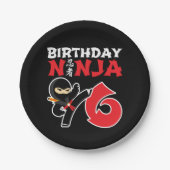 6年古空手忍者パーティーキッズ6誕生日 ペーパープレート (正面)