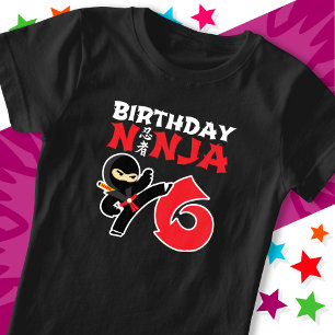 6年古空手忍者パーティーキッズ6誕生日 Tシャツ
