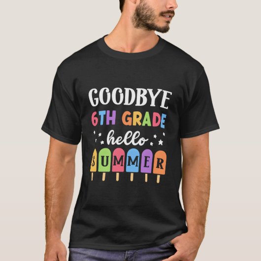 6年生おめでとう こんにちは夏 学校の最後の日 卒業 Tシャツ (正面)