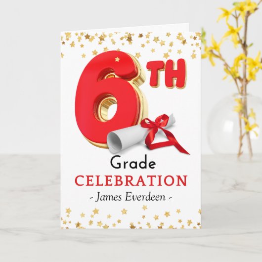 6年生お祝い卒業 カード (黄色い花)