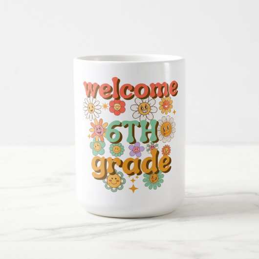 6年生のご入学おめでとう、初登校、ようこそ コーヒーマグカップ (中央)