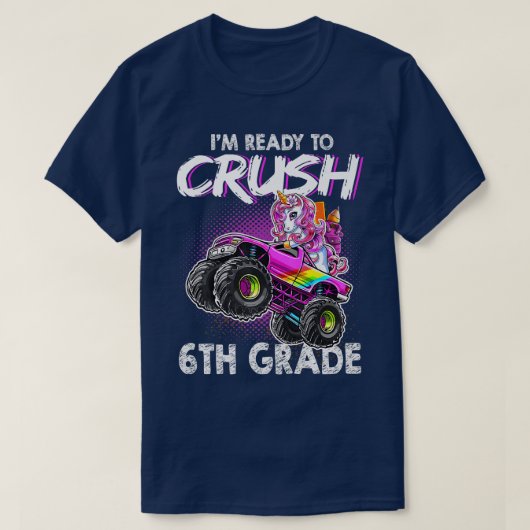 6年生のピンクユニコーンをシュオに押し戻す準備ができて Tシャツ (デザイン正面)
