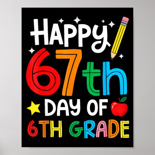 6年生の先生の学生6歳の67日おめでとう ポスター (正面)
