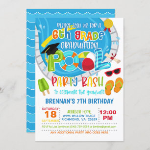 6年生の卒業プールパーティー – 少年 招待状