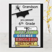 6年生の合格おめでとうございます、ブックス・ビッグ カード (黄色い花)