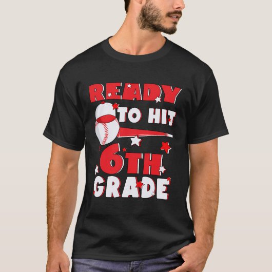 6年生の野球先生の子供を打ち返す準備ができている Tシャツ (正面)