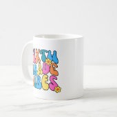 6年生カラフルのバイブ – 新学期レトロ コーヒーマグカップ (正面左)