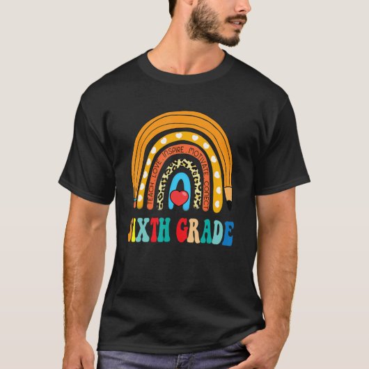 6年生レインボーヒョウ印刷先生6年生 Tシャツ (正面)
