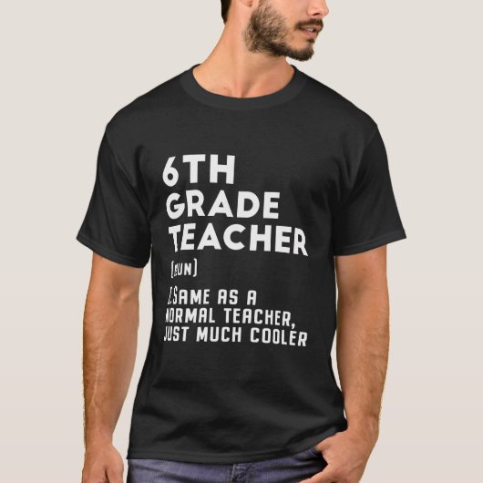 6年生先生おもしろい初日新学期W Tシャツ (正面)