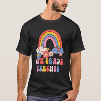 6年生先生スクールレトログルーヴィーフローラレインブ Tシャツ