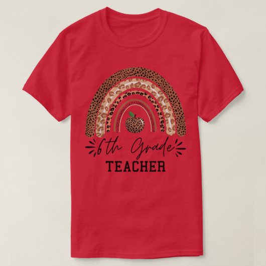 6年生先生レインボーヒョウおもしろいレインボー Tシャツ (デザイン正面)