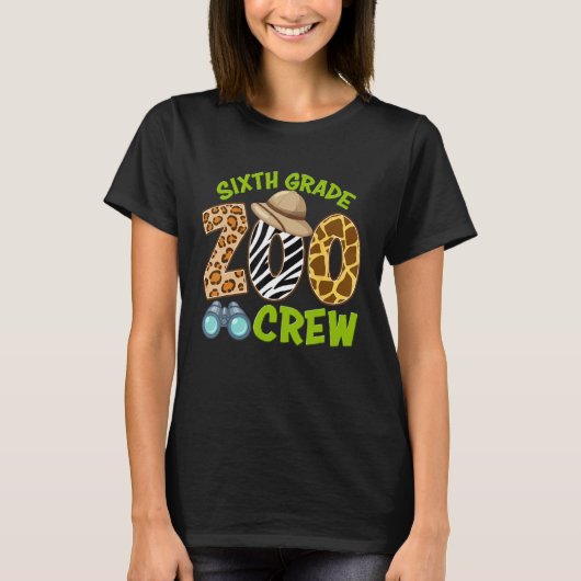 6年生動物園クルー 新学期 野生動物 サ Tシャツ (正面)