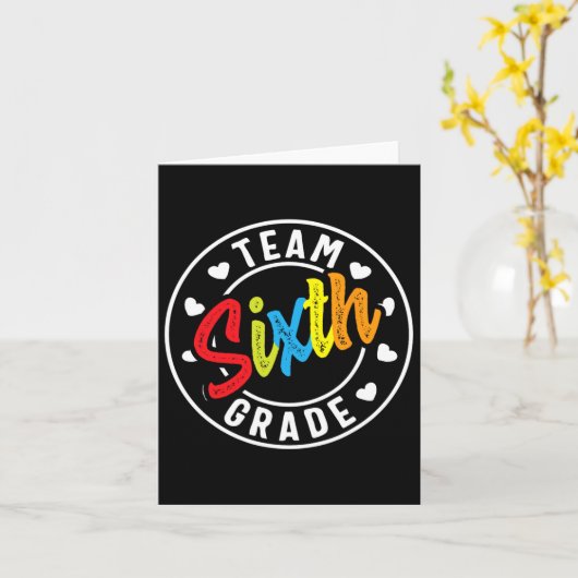 6年生新学期ボーイズガールズ先生 カード (黄色い花)