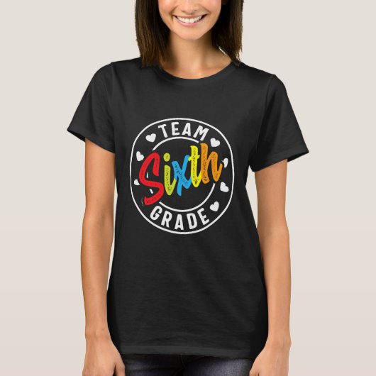 6年生新学期ボーイズガールズ先生 Tシャツ (正面)