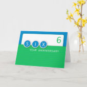 6年間の従業員記念日サークル、緑、青 カード (黄色い花)