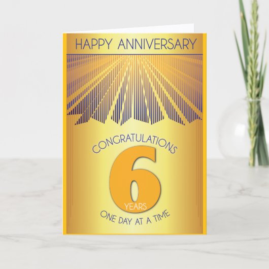 6年間の断酒記念日 | ゴールデンレイ12ステップ カード (正面)