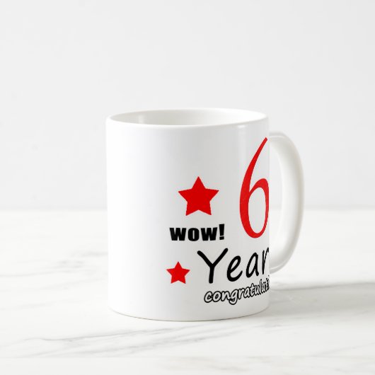 6年間の誕生日ギフト – 6周年記念コーヒーマグ コーヒーマグカップ (正面右)