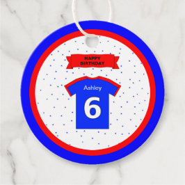 6感謝してい歳の赤白青スポーツ フェイバータグ