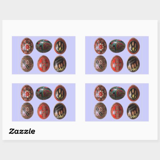 6手ウクラ色彩の鮮やかイナイースターエッグ 長方形シール (シート)