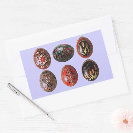 6手ウクラ色彩の鮮やかイナイースターエッグ 長方形シール (封筒)
