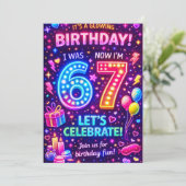 6才から7才の誕生日招待状｜6才だったのに今は7才 招待状 (スタンド正面)