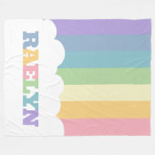 6文字の名前の虹の地球トーン雲 フリースブランケット (正面(横))