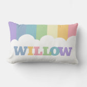 6文字の名前の虹の地球トーン雲 ランバークッション (正面)