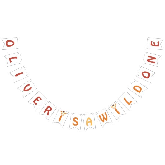 6文字の名前は野生の1サファリジャングルキリン バンティングフラッグ (全)