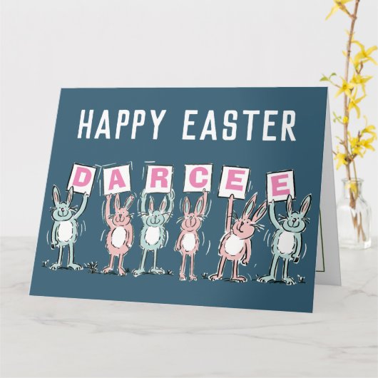 6文字の名前ハッピーイースターカード カード (黄色い花)