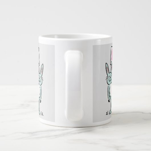 6文字の名前(おもしろいウサギ付き) ジャンボコーヒーマグカップ (裏面)