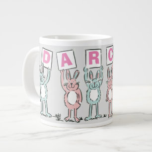 6文字の名前(おもしろいウサギ付き) ジャンボコーヒーマグカップ