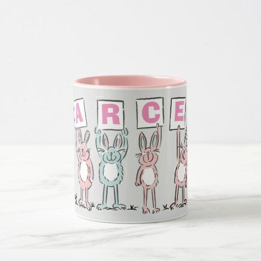 6文字ラビットマグ付きおもしろい名 マグカップ (中央)