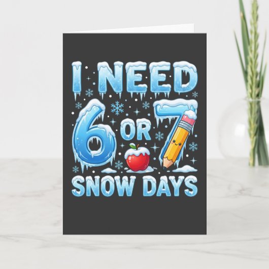 6日か7日の雪の日が欲しい 面白い冬の先生 アップル カード (正面)