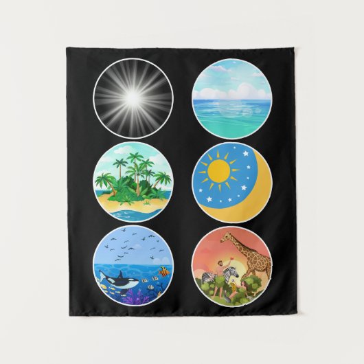 6日の創造 – 創世記1-2学校先生 タペストリー (正面)