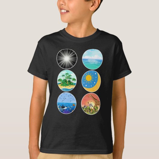 6日の創造 – 創世記1-2学校先生 Tシャツ (正面)