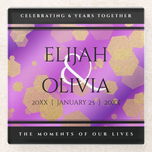 6日33日47日48アメジスト結婚記念日 ガラスコースター (正面)