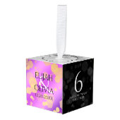 6日33日47日48アメジスト結婚記念日 キューブオーナメント (正面アングル)