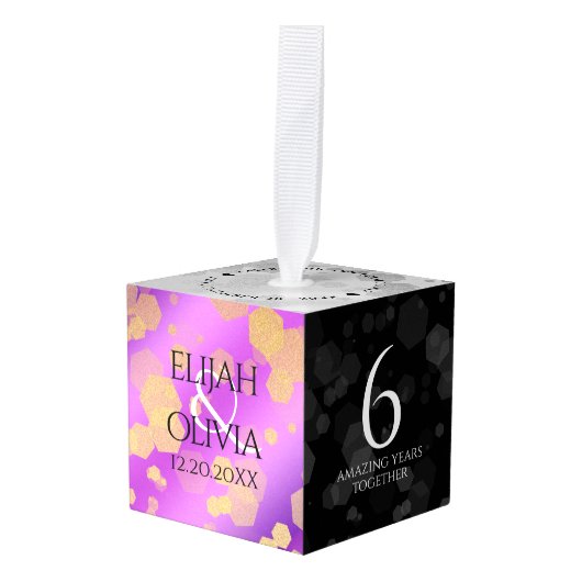 6日33日47日48アメジスト結婚記念日 キューブオーナメント (正面アングル)