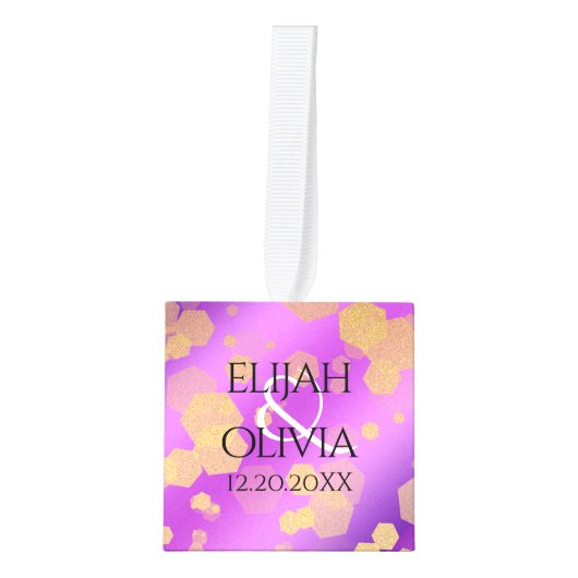 6日33日47日48アメジスト結婚記念日 キューブオーナメント (正面)