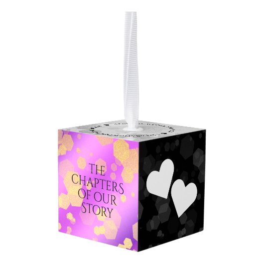 6日33日47日48アメジスト結婚記念日 キューブオーナメント (裏面アングル)