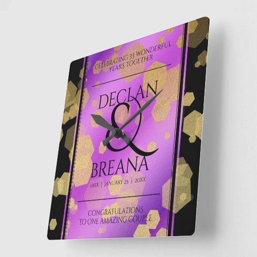 6日33日47日48アメジスト結婚記念日 スクエア壁時計 (傾斜)