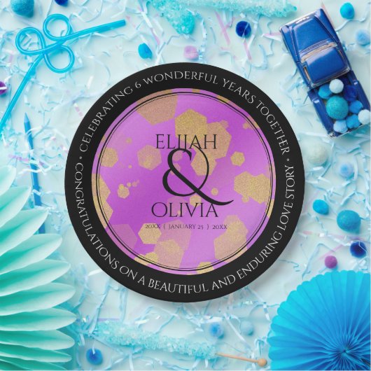 6日33日47日48アメジスト結婚記念日 ペーパープレート (パーティー)