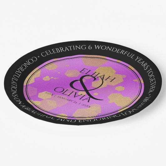 6日33日47日48アメジスト結婚記念日 ペーパープレート (アングル)