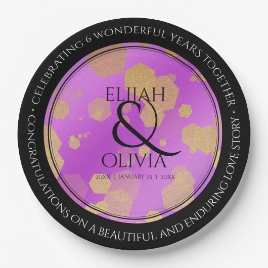6日33日47日48アメジスト結婚記念日 ペーパープレート (正面)