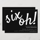 6時だ!60誕生日ミニマル白黒 おもしろい 招待状 (正面/裏面)