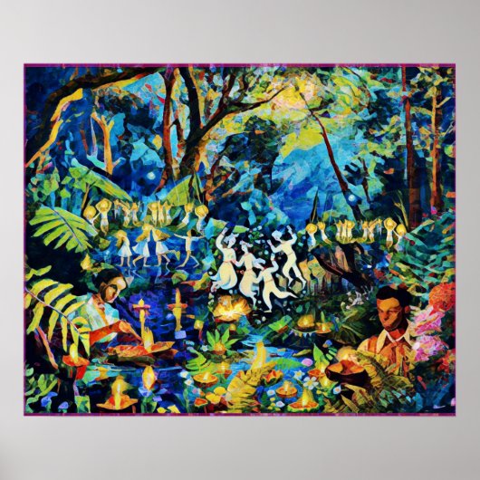 6月うぶな人フォークアートサマーお祝いポスター ポスター (正面)