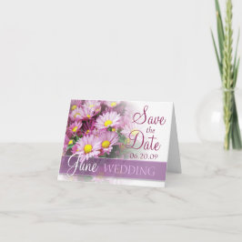 6月の結婚式 - ラベンダーのデイジー 案内状