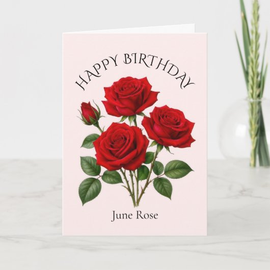 6月の薔薇の誕生日 カード (正面)