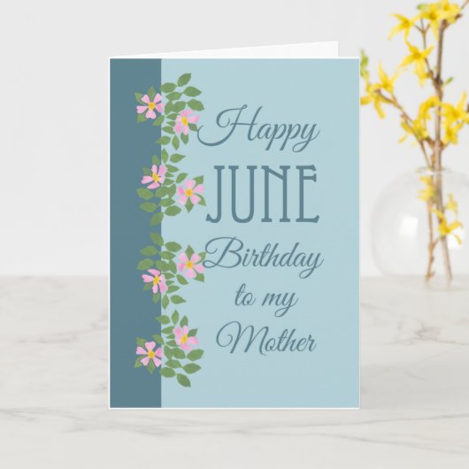 6月の誕生日カードのお母さん:青い上のドグロス カード (黄色い花)