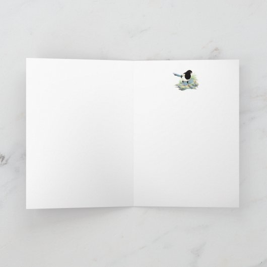 6月の誕生日、カササギ-水彩画の鳥 カード (内部)